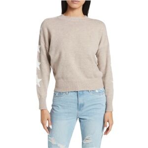 !SOLD! SWEET ROMEO Women Star Sweater Ribbed Cream Warm Pullover Oversize Crop